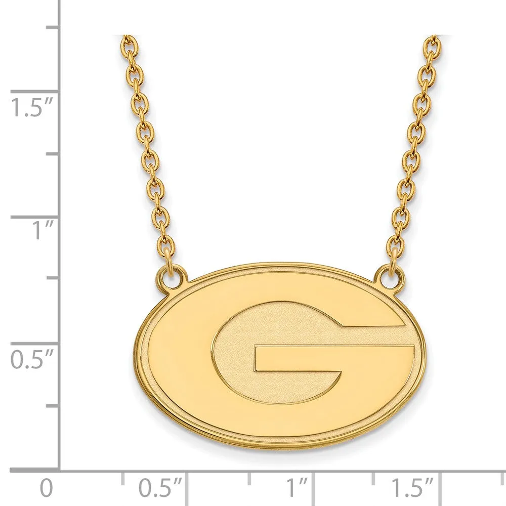 10k Yellow Gold U of Georgia Large Disc Pendant Necklace