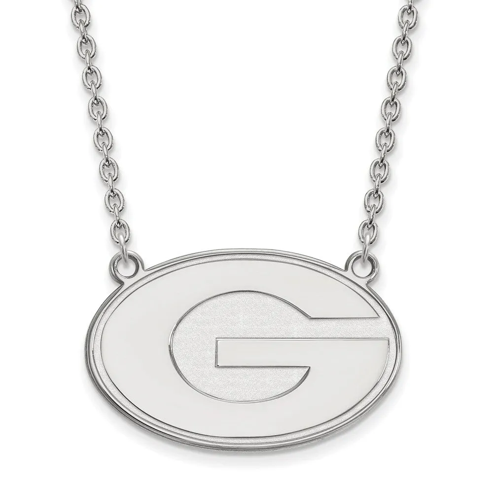 14k White Gold U of Georgia Large Disc Pendant Necklace