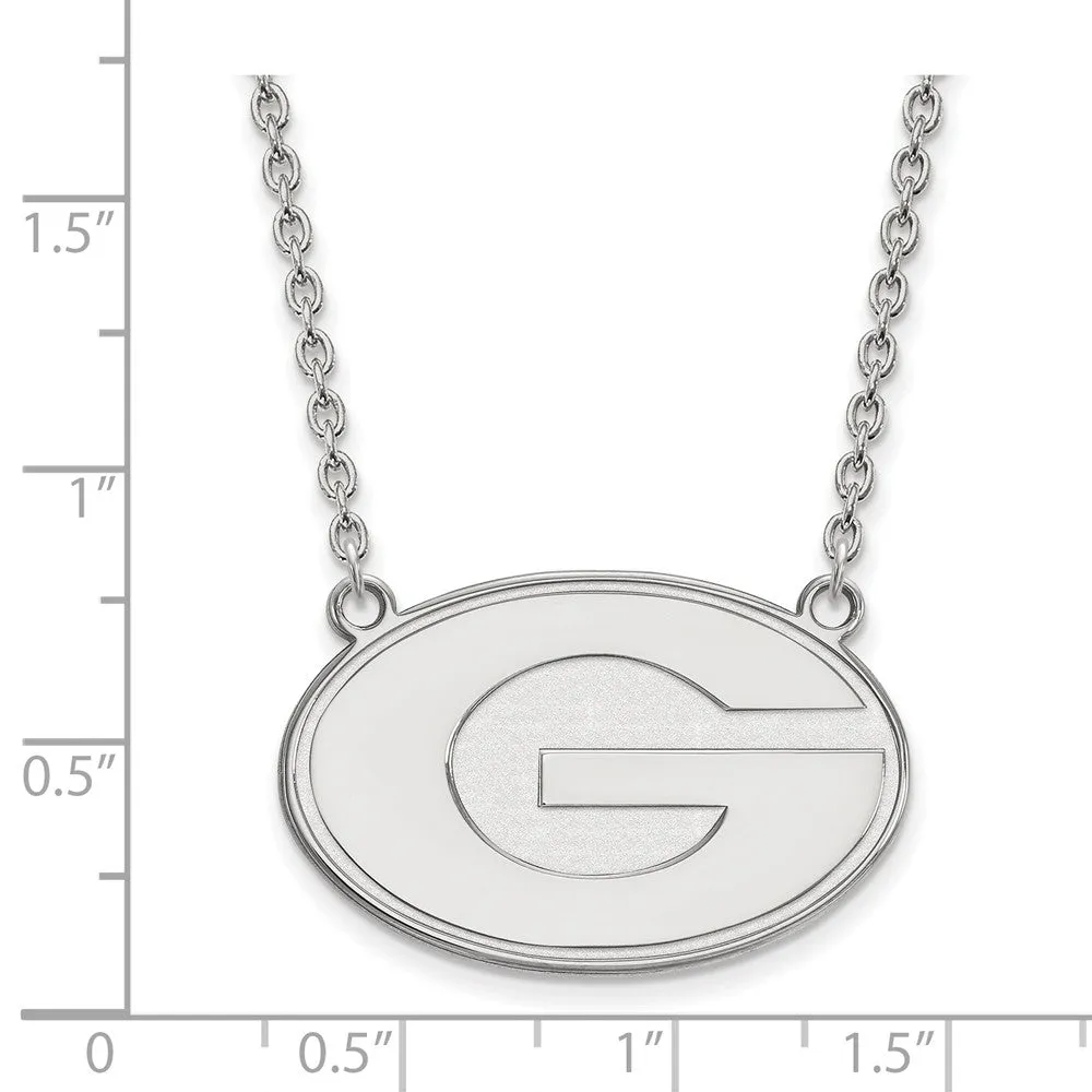 14k White Gold U of Georgia Large Disc Pendant Necklace