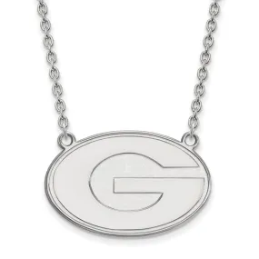 14k White Gold U of Georgia Large Disc Pendant Necklace