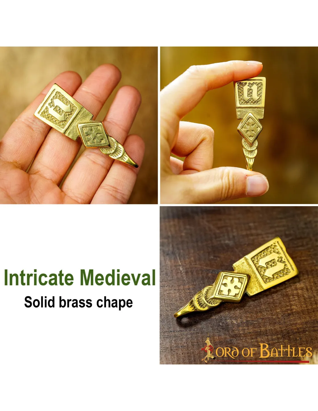 Accessoire médiéval décoratif en laiton pour ceinture ⚔️ Boutique Épées