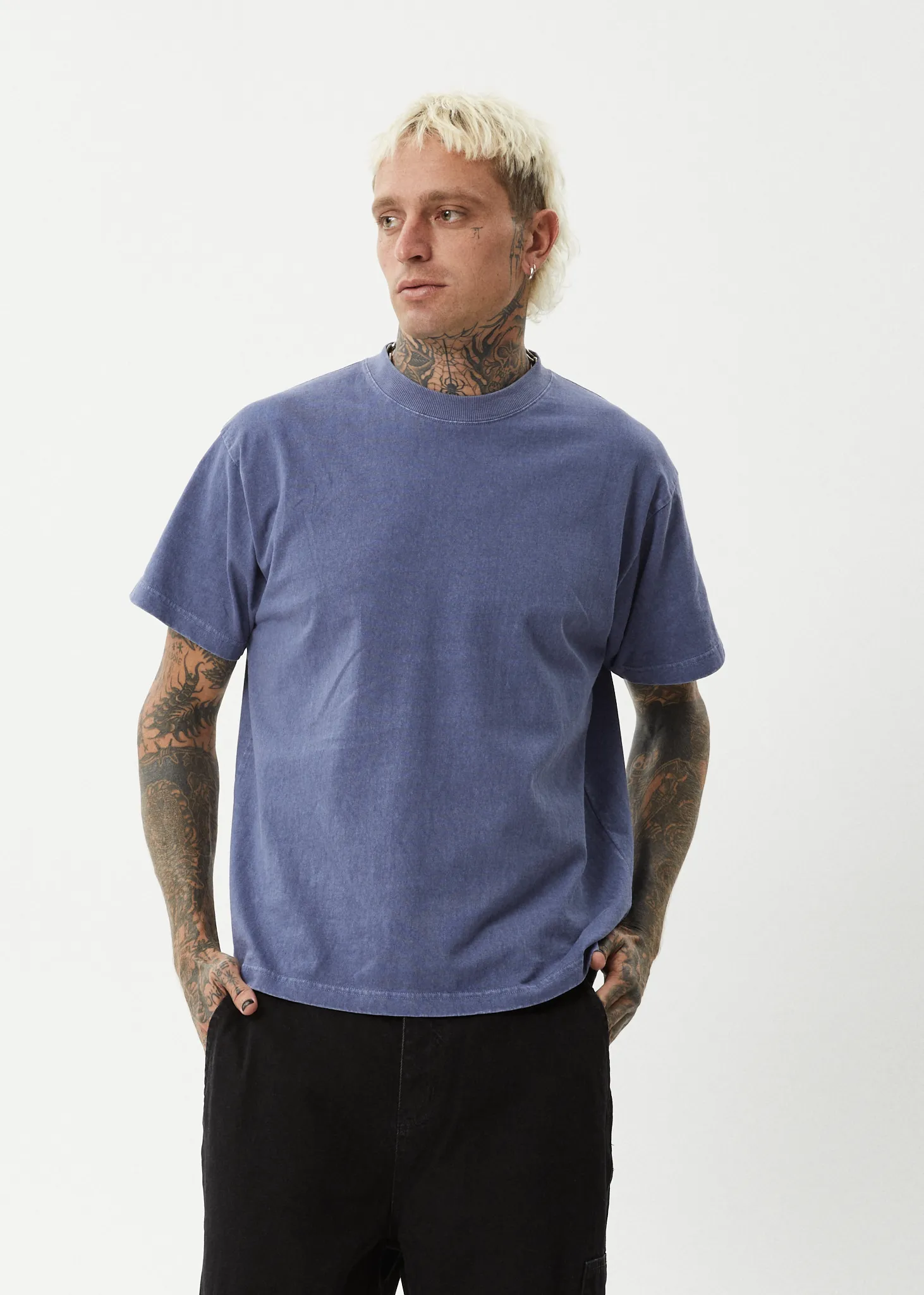 AFENDS Mens Genesis - Boxy Fit T-Shirt - Washed Marlin