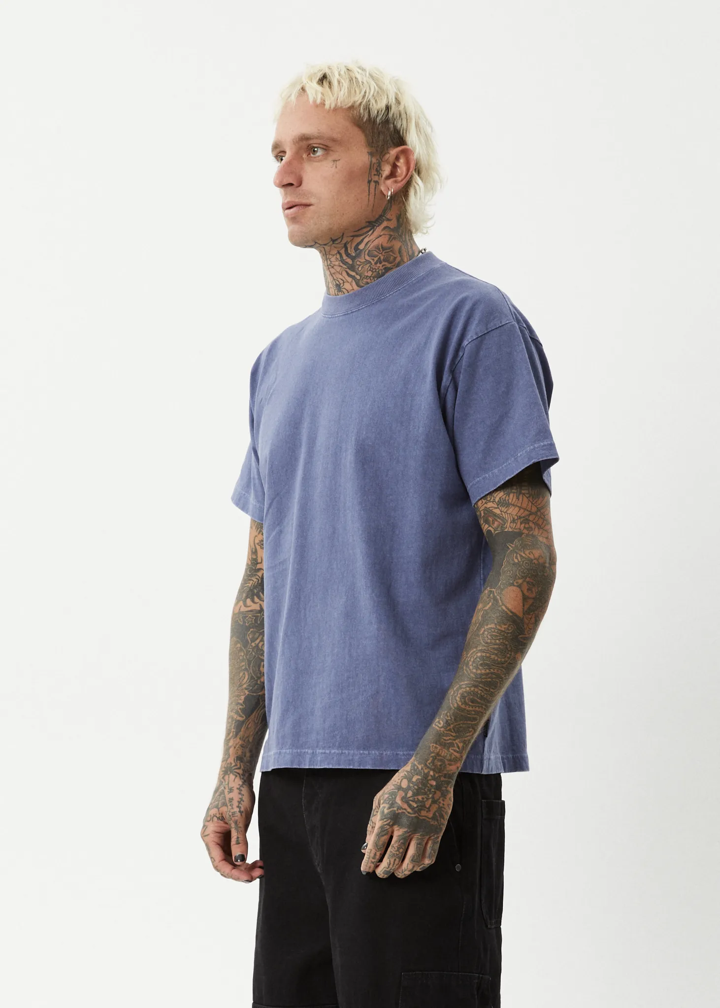 AFENDS Mens Genesis - Boxy Fit T-Shirt - Washed Marlin