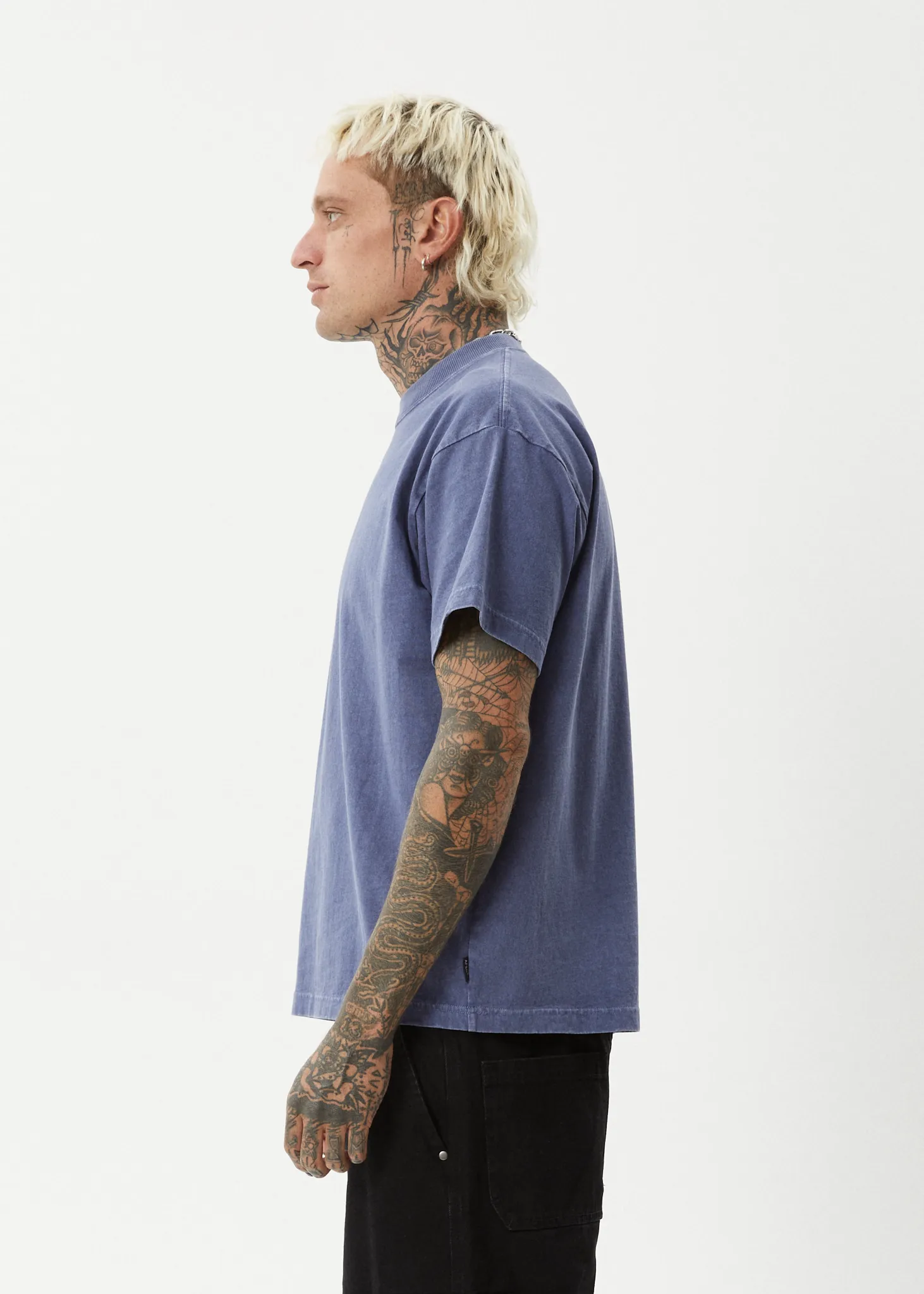 AFENDS Mens Genesis - Boxy Fit T-Shirt - Washed Marlin