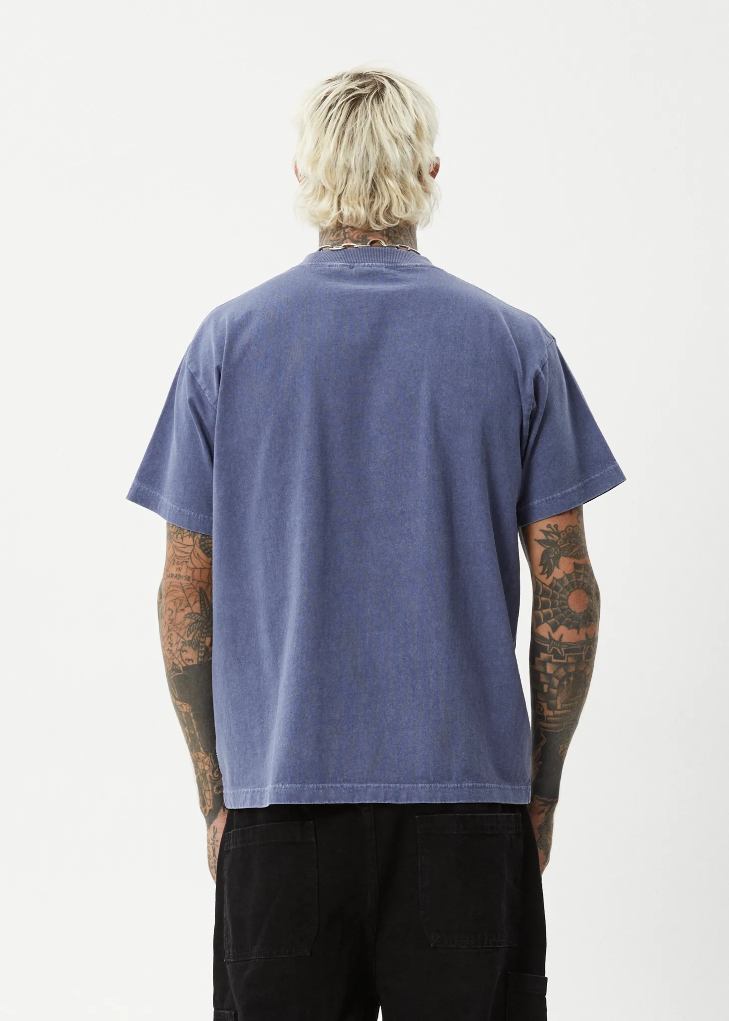 AFENDS Mens Genesis - Boxy Fit T-Shirt - Washed Marlin