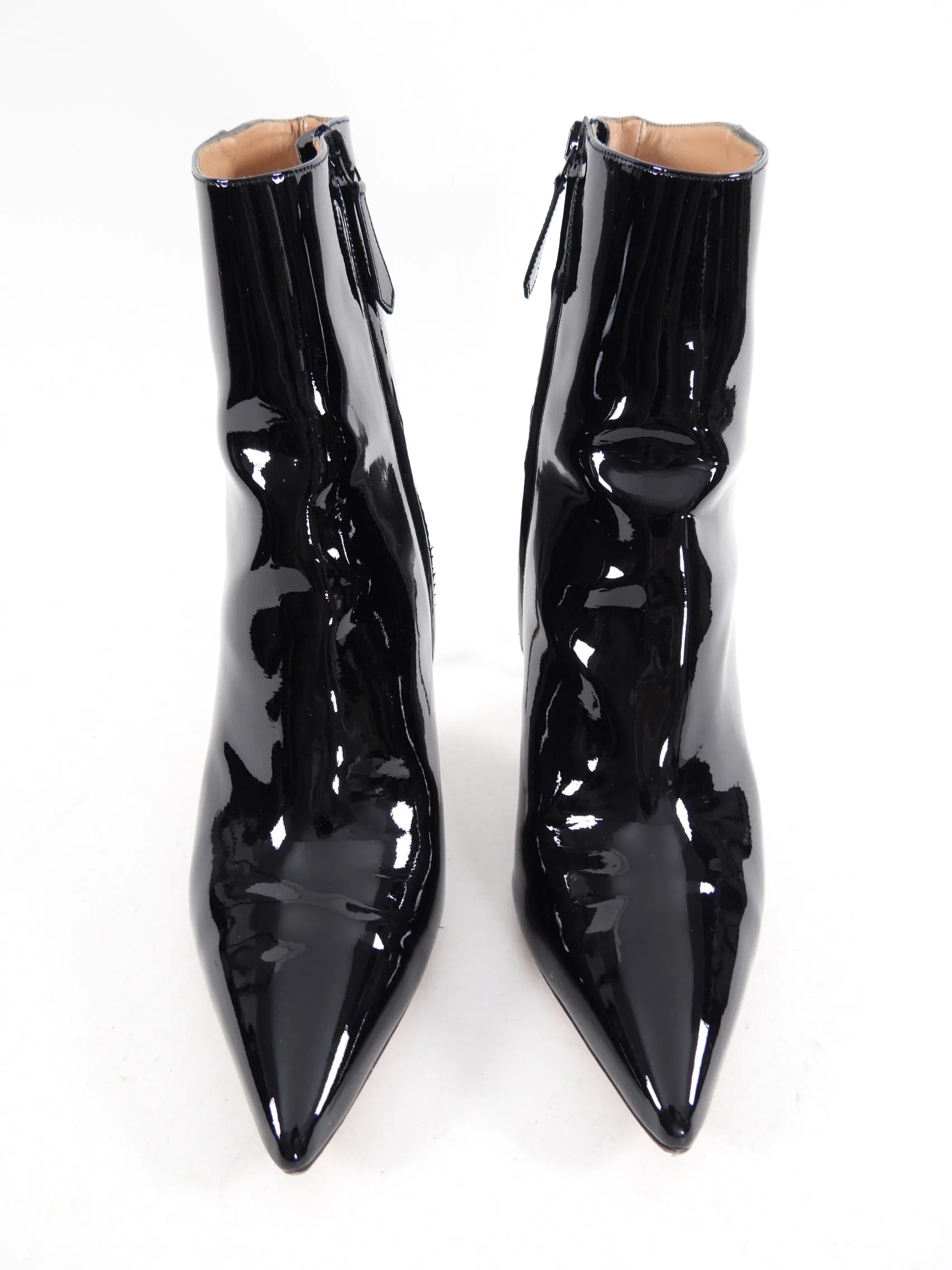 Aquazzura Black Patent Leather Alma Bootie - 7.5