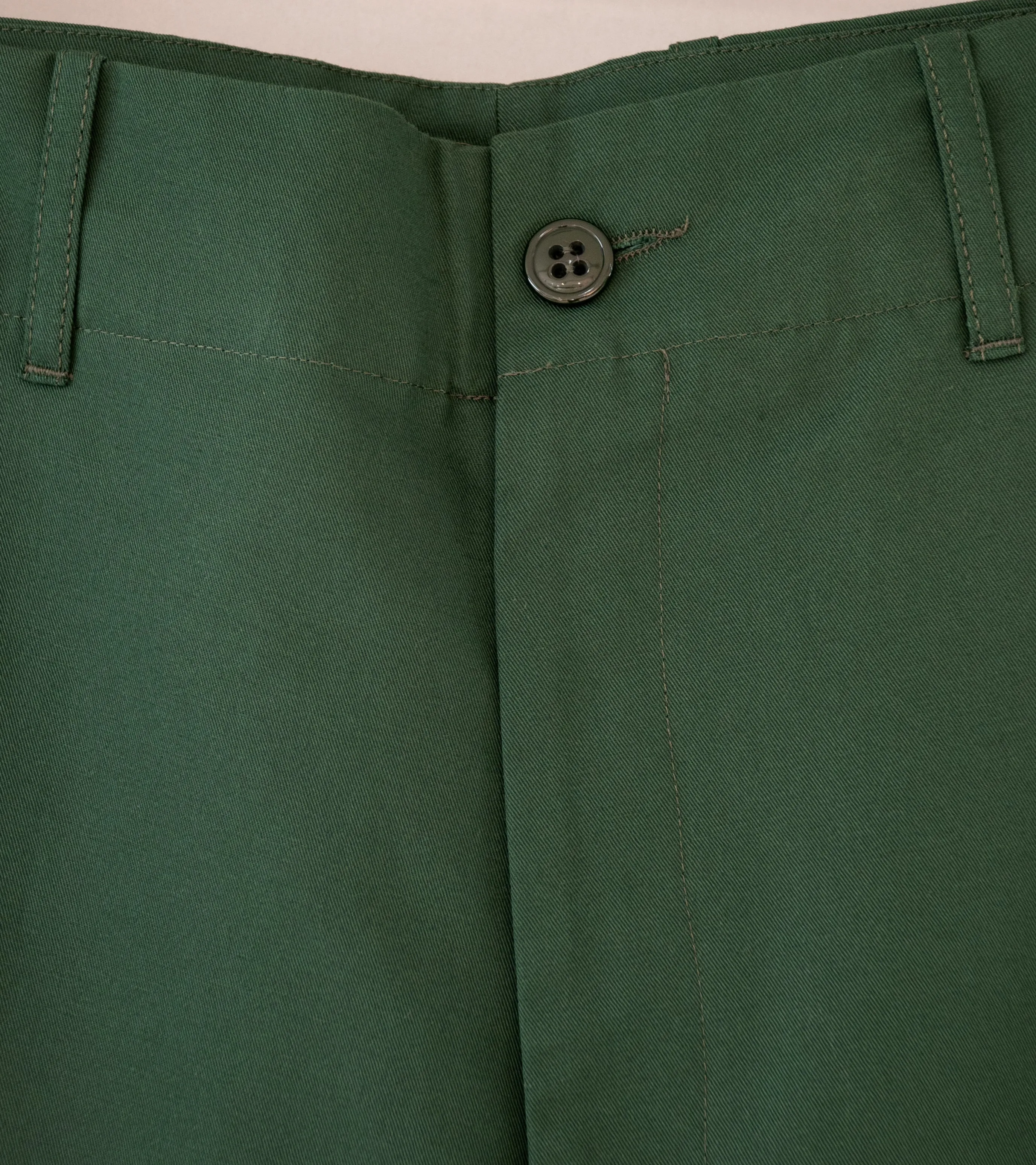 Arpenteur 'Fox Trousers' (Green Cotton Linen Gaberdine)