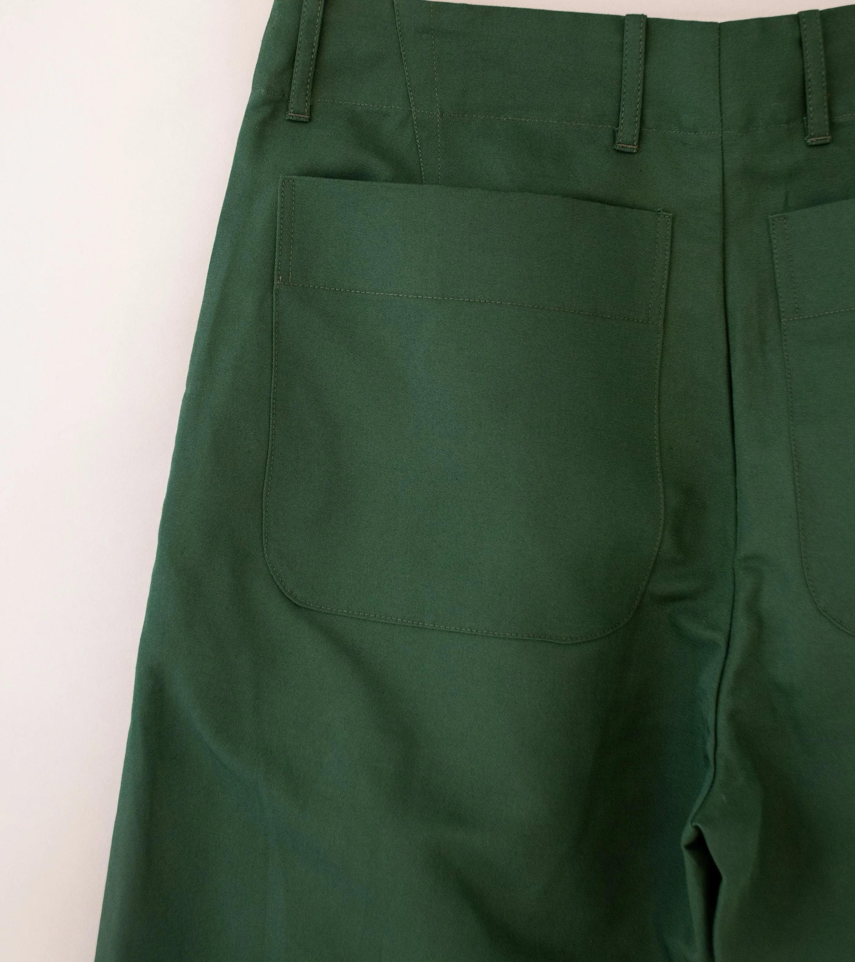 Arpenteur 'Fox Trousers' (Green Cotton Linen Gaberdine)