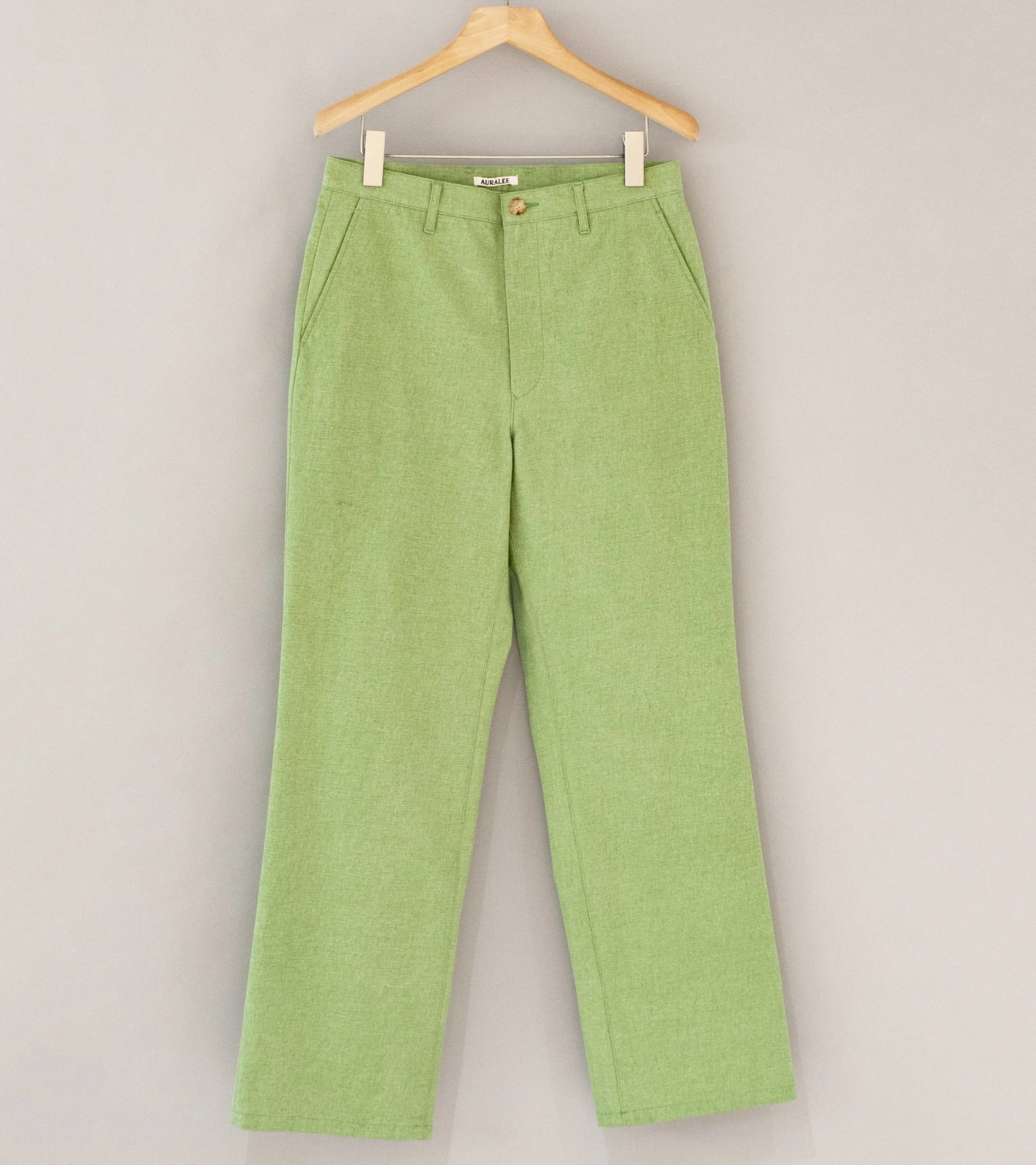 Auralee 'Washed Hard Twist Canvas Pants' (Green)