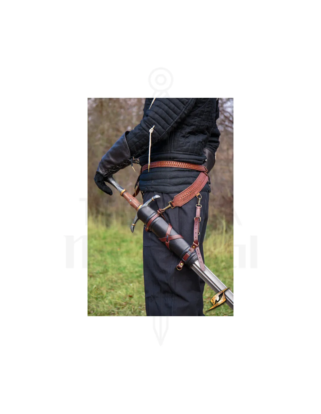 Baldric avec ceinture d'épée médiévale, noir ⚔️ Boutique Épées