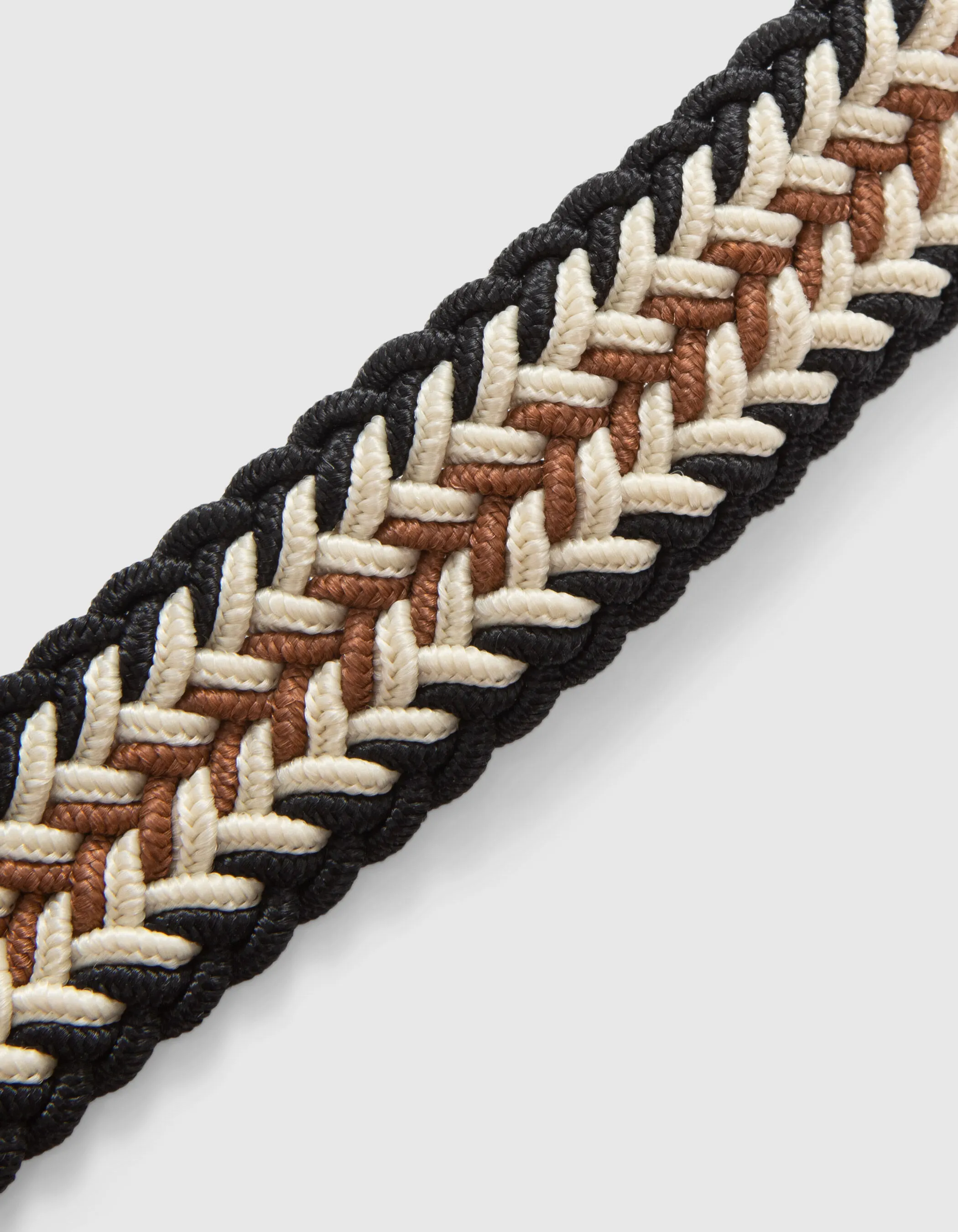 Ceinture caramel, écrue, noire tressée garçon