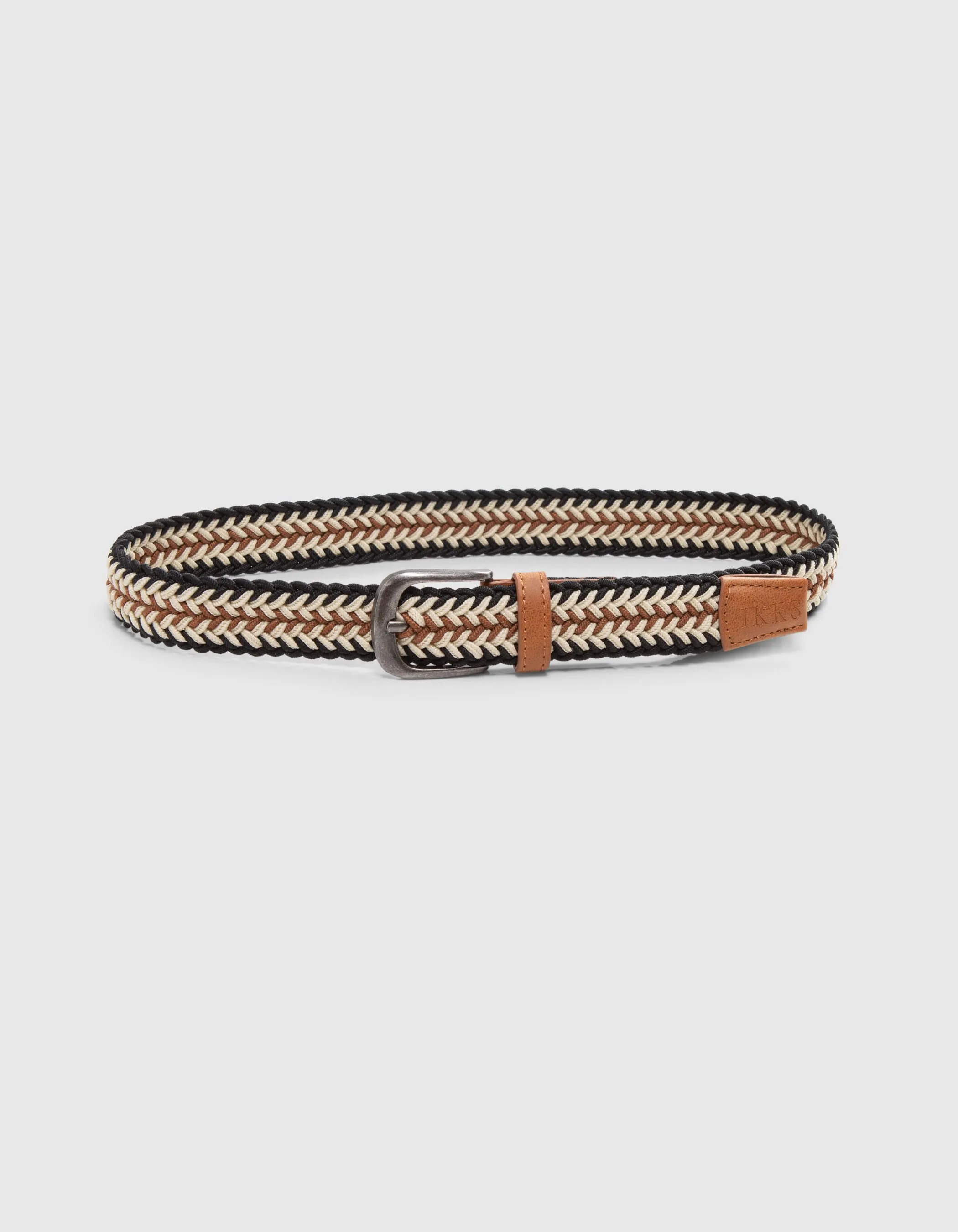 Ceinture caramel, écrue, noire tressée garçon