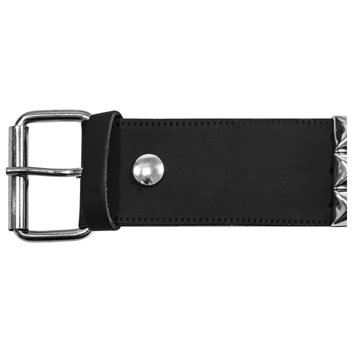 Ceinture CUIR - 3 Rangs de Pyramides - Rock A Gogo