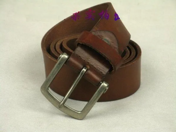 Ceinture cuir marron avec boucle classique acier