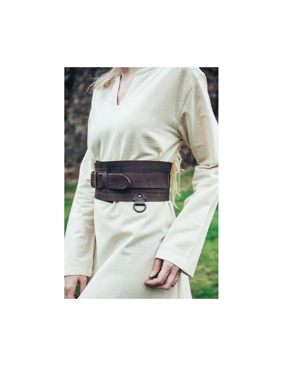 Ceinture en cuir viking Ingrid, marron foncé ⚔️ Boutique Épées