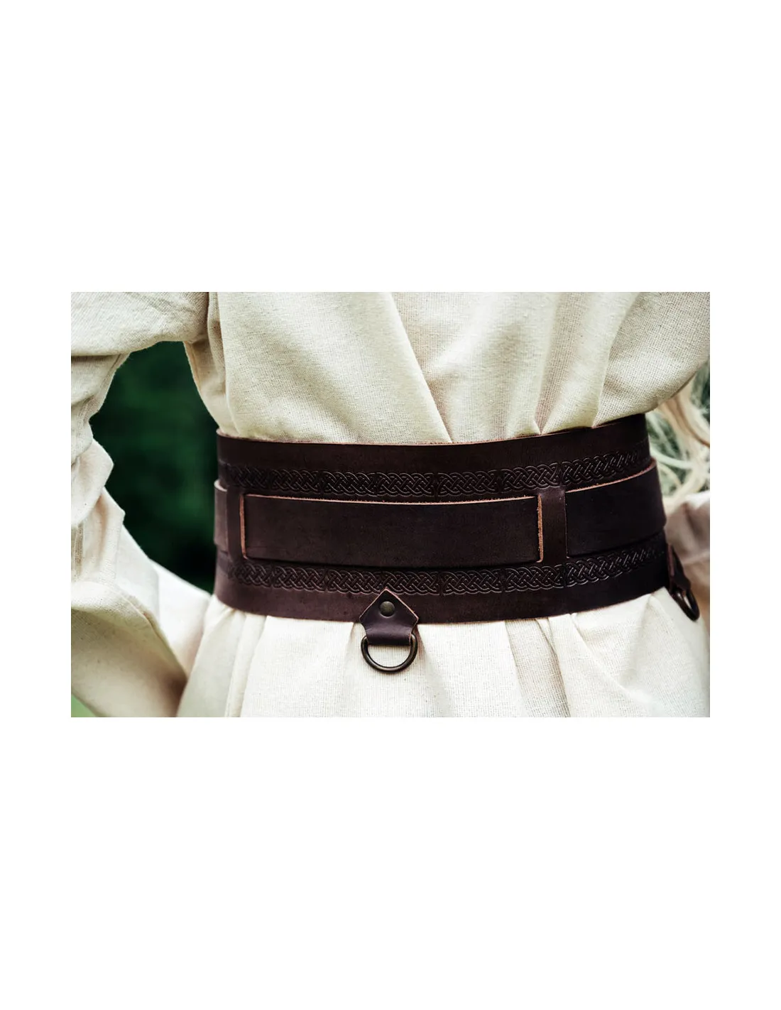 Ceinture en cuir viking Ingrid, marron foncé ⚔️ Boutique Épées