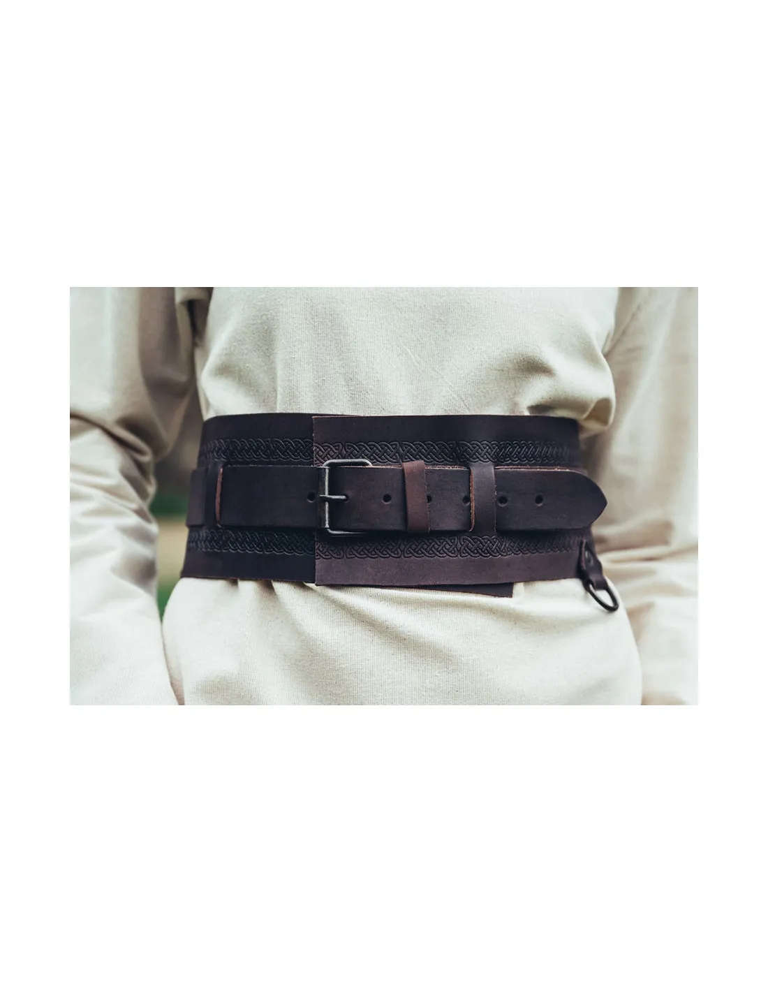 Ceinture en cuir viking Ingrid, marron foncé ⚔️ Boutique Épées