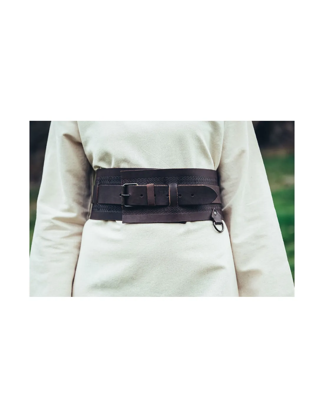 Ceinture en cuir viking Ingrid, marron foncé ⚔️ Boutique Épées