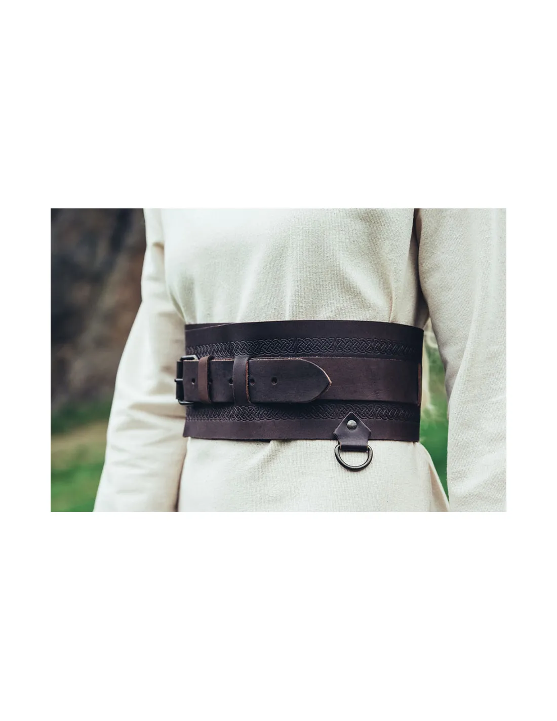 Ceinture en cuir viking Ingrid, marron foncé ⚔️ Boutique Épées