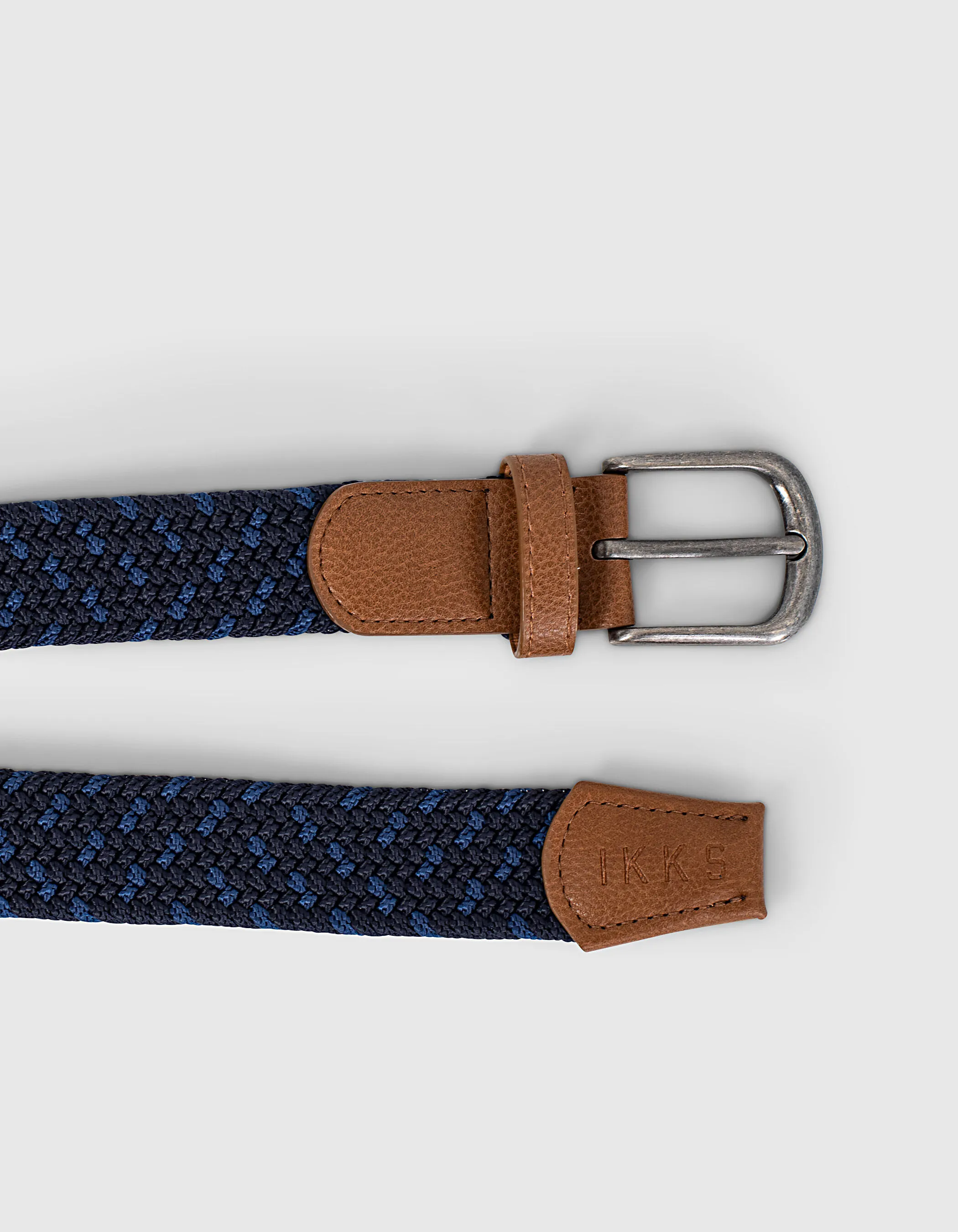 Ceinture indigo tressée et camel garçon 