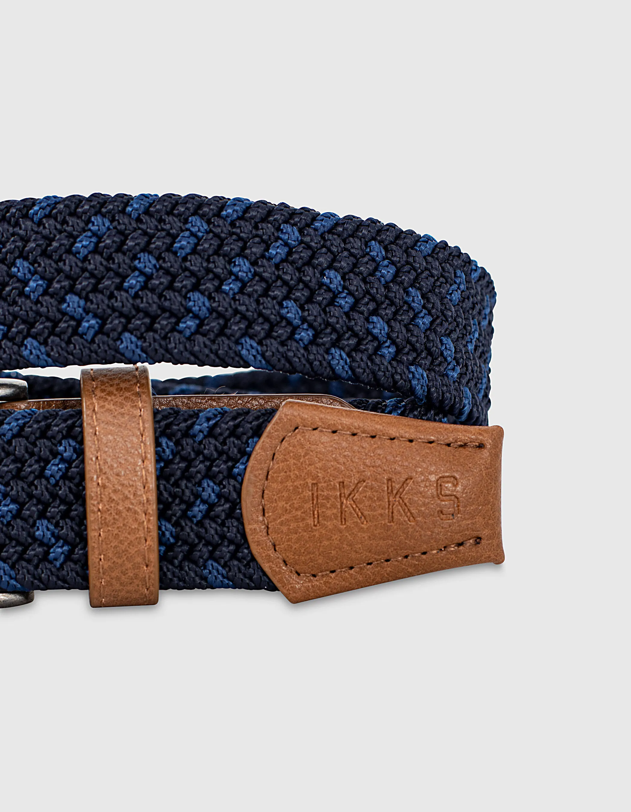 Ceinture indigo tressée et camel garçon 