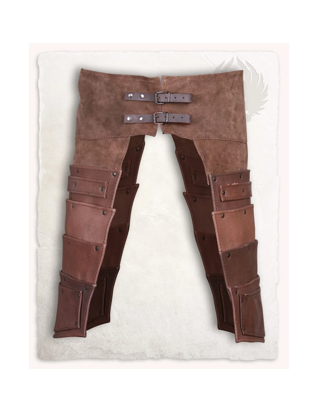 Ceinture modèle Albercht avec passants latéraux, cuir marron ⚔️ Boutique Épées