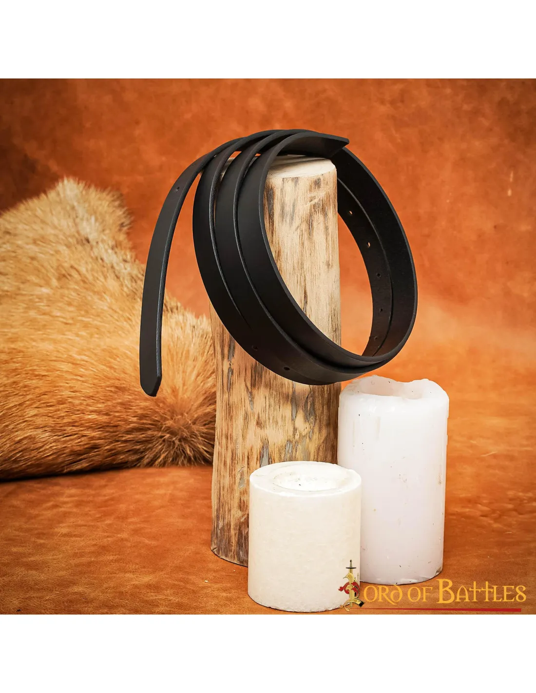 Ceinture médiévale en cuir noir sans boucle, (1,9 cm.) ⚔️ Boutique Épées