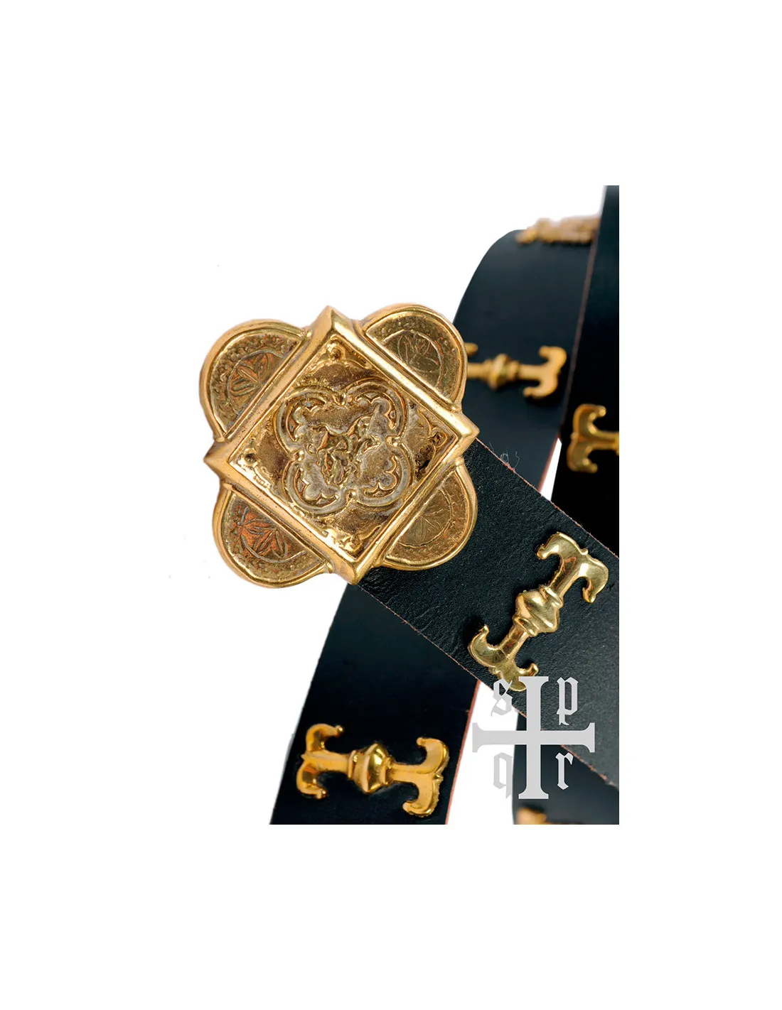 Ceinture médiévale Saint Georges en cuir noir ⚔️ Boutique Épées