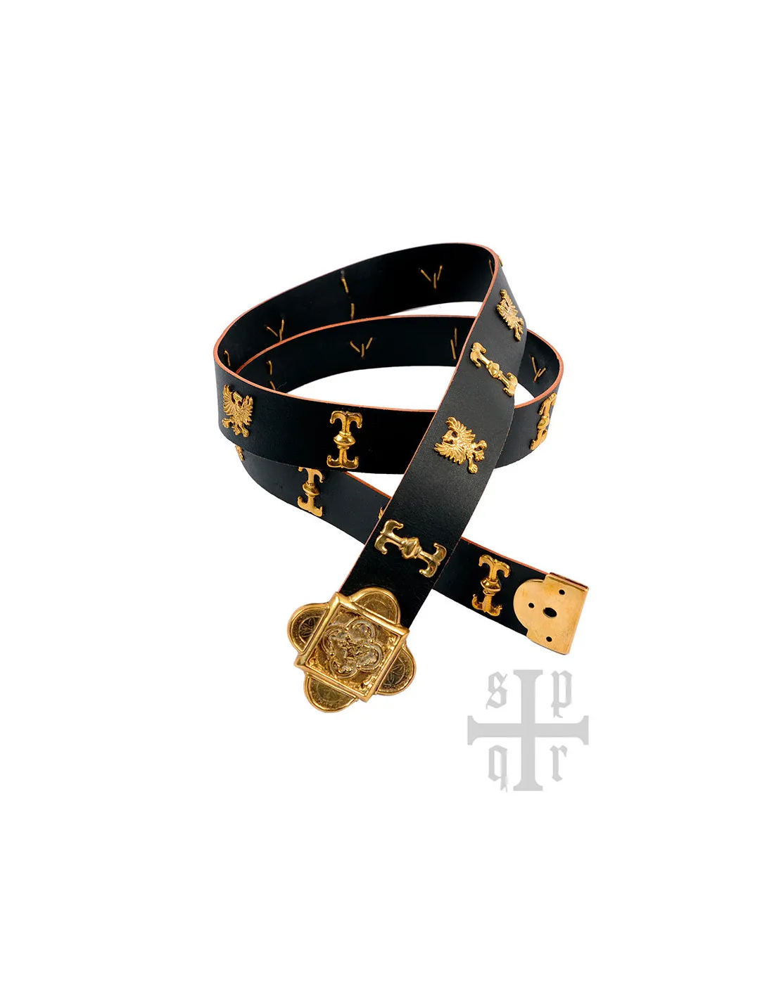 Ceinture médiévale Saint Georges en cuir noir ⚔️ Boutique Épées