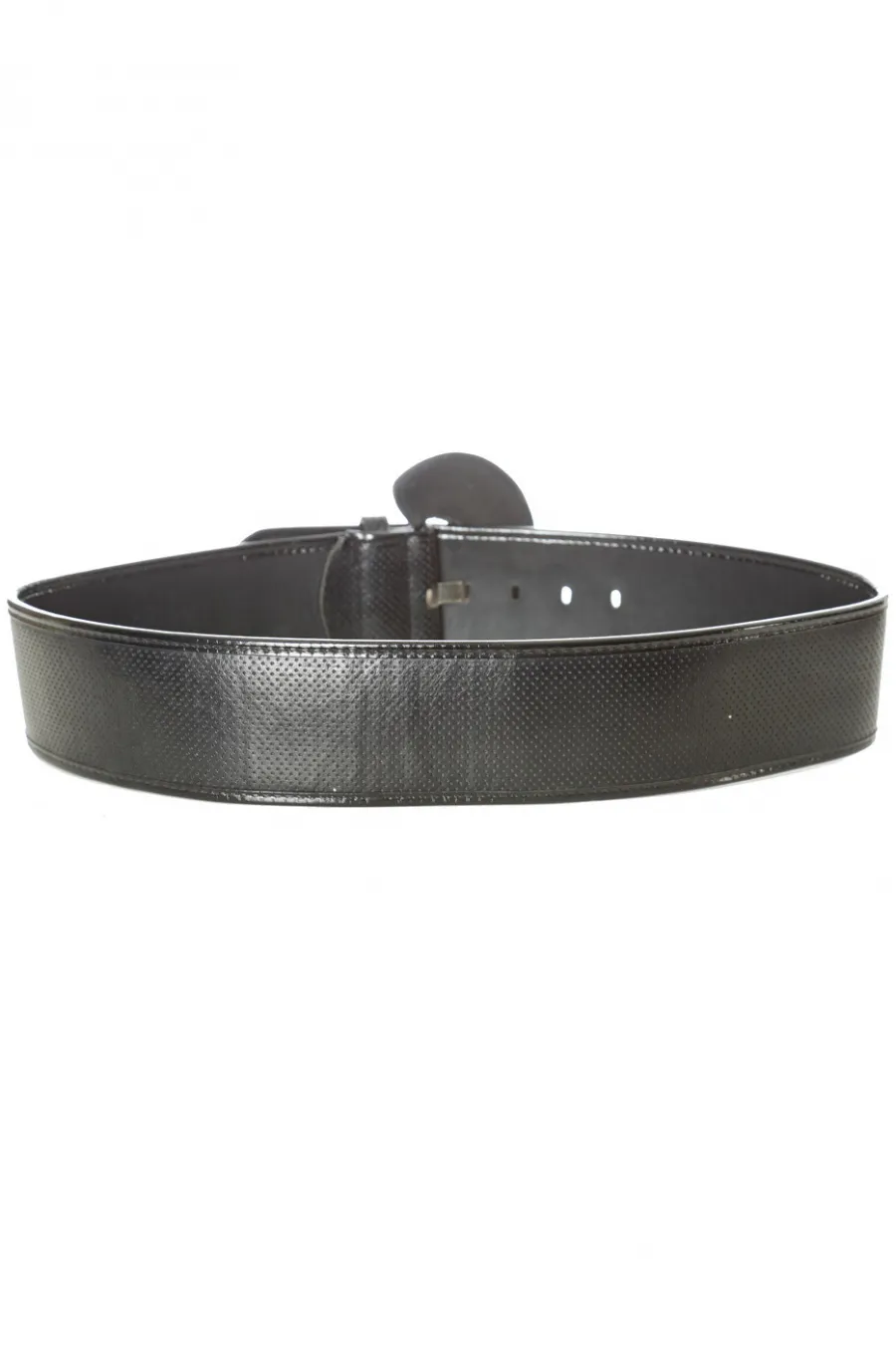 Ceinture noir style matelassé avec boucle ovale brillante. BG-0101