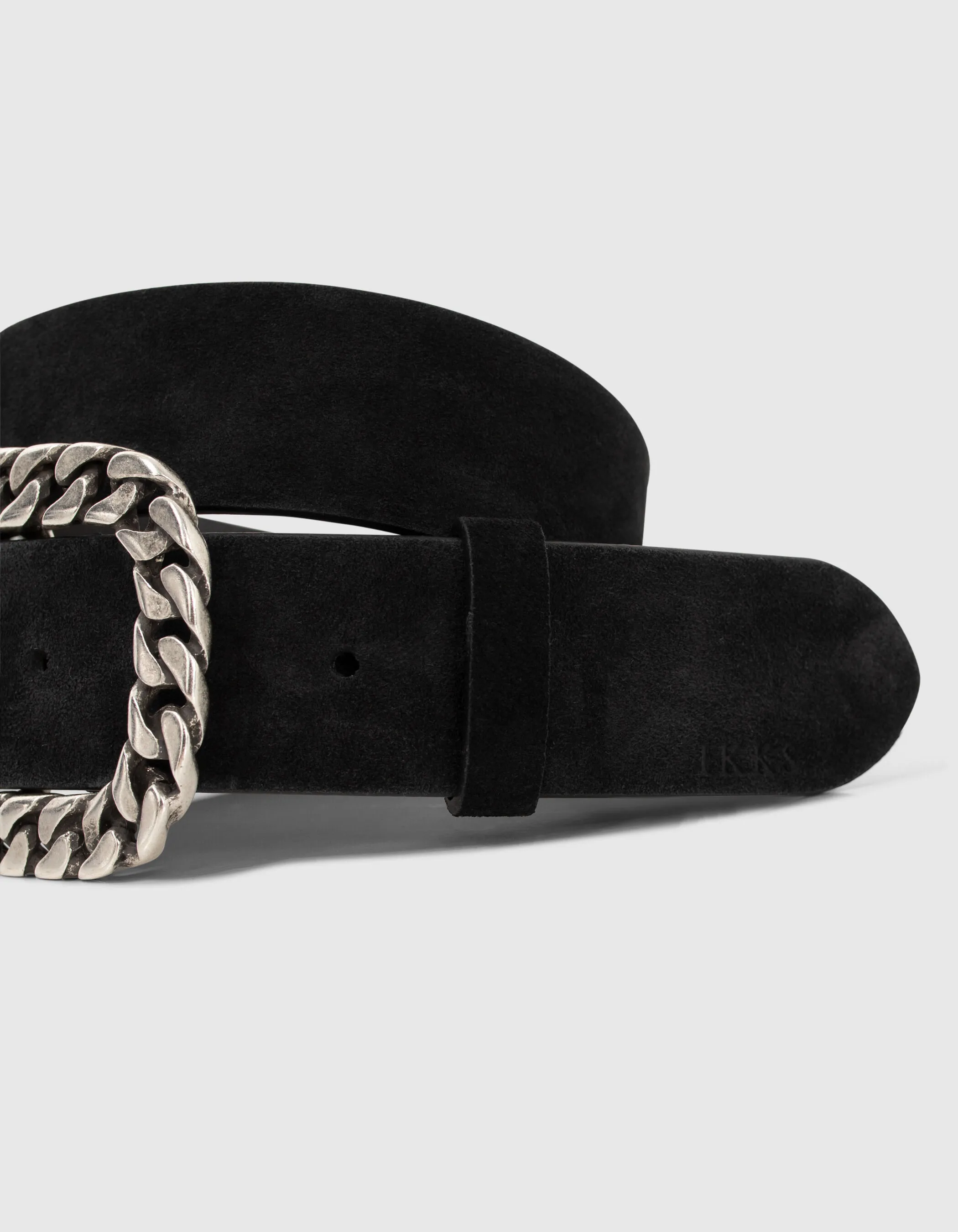 Ceinture noire cuir velours boucle façon gourmette femme