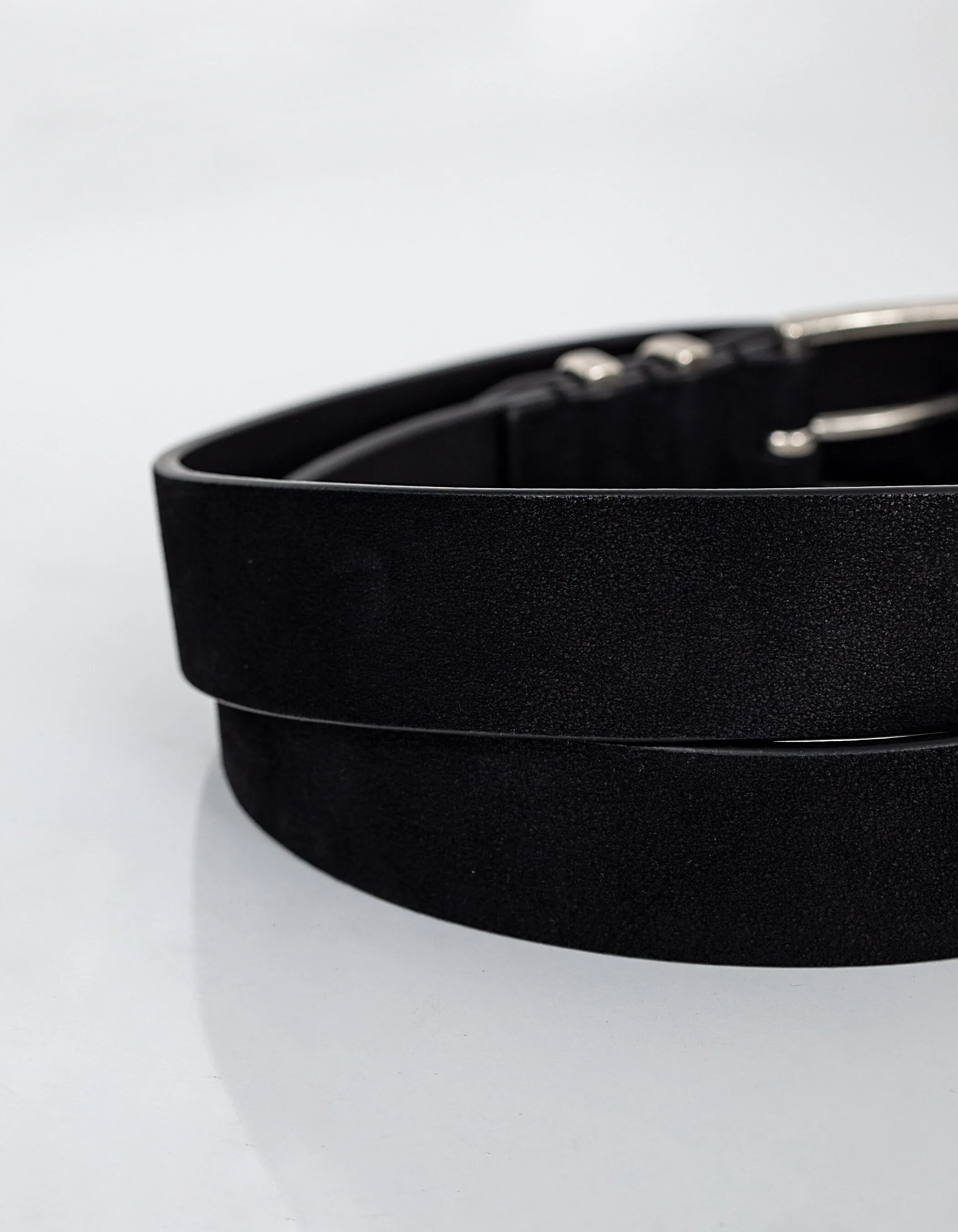 Ceinture noire en cuir nubuck à double passant Homme