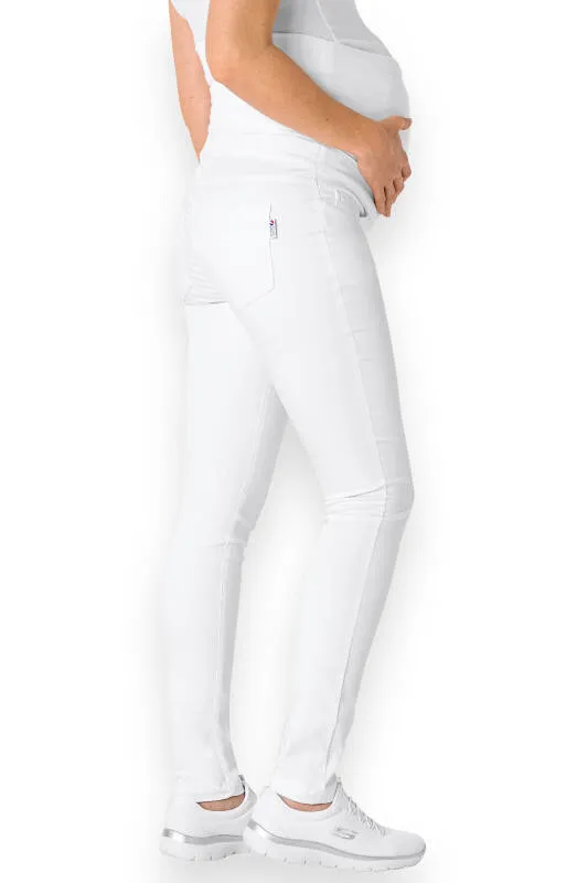 Comfort Stretch Pantalon de grossesse - Ceinture élastique en maille blanc