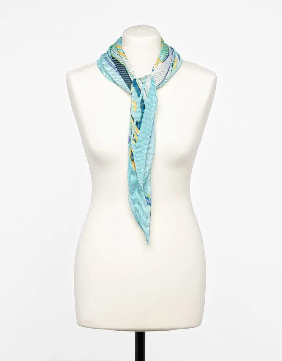 Foulard carré plissé vert 