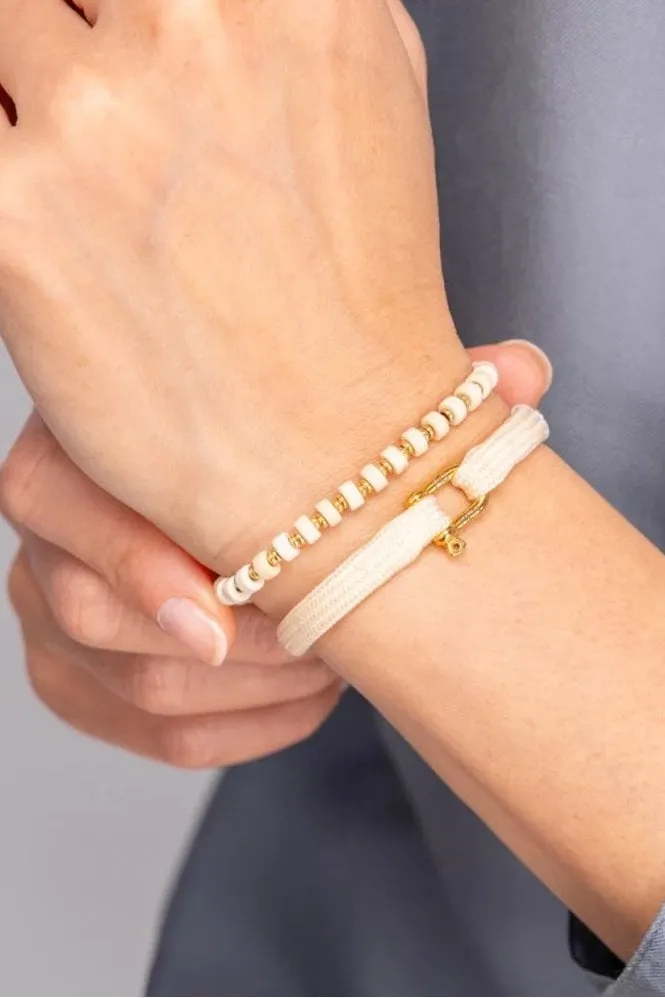 Frankie Bracelet in Ivory & Gold    