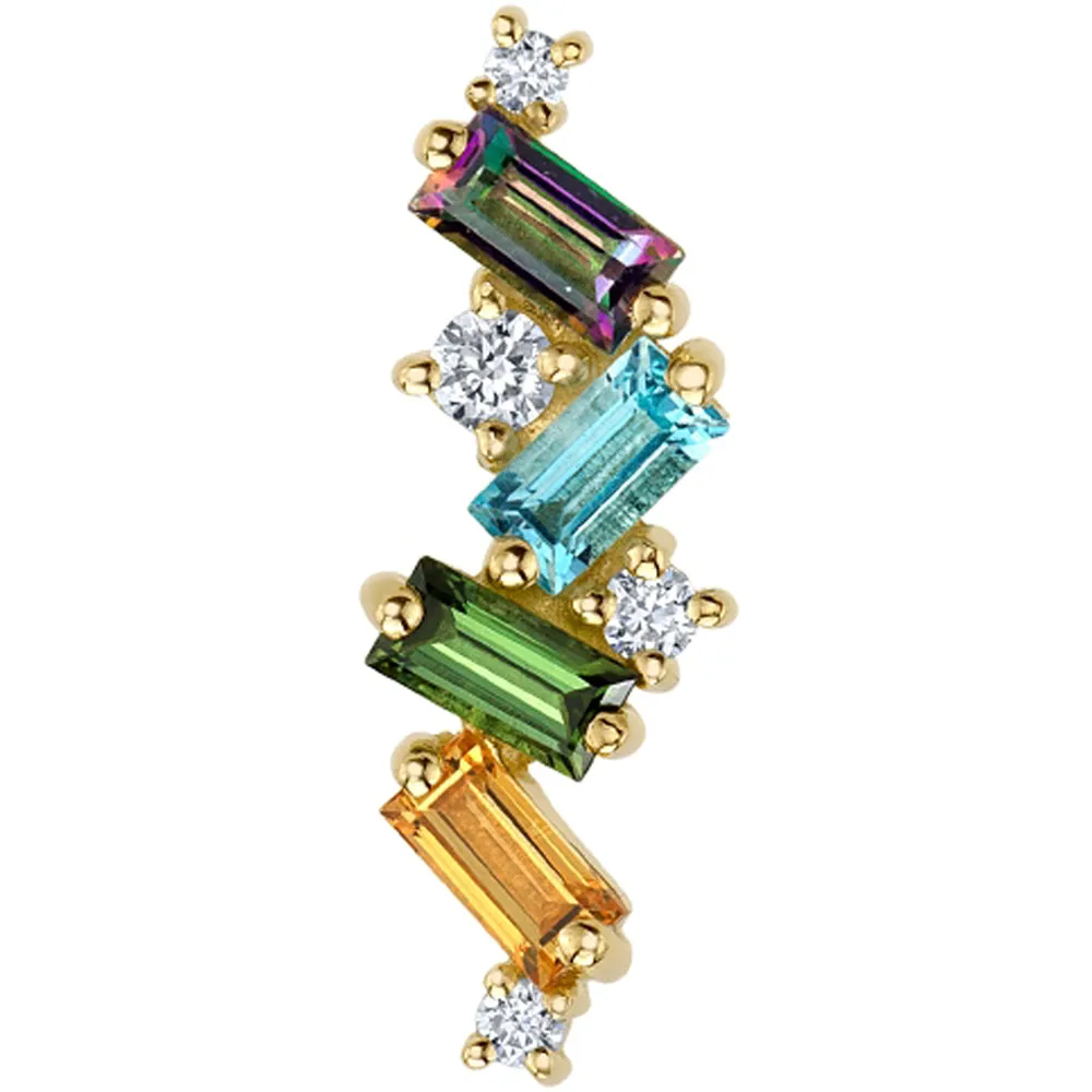 Genesis Threaded End in Gold with Mystic Topaz, Swiss Blue Topaz, Green Tourmaline, Honey Topaz & Diamonds