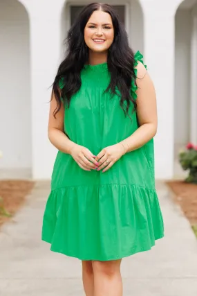 Georgia Wildflower Dress, Kelly Green