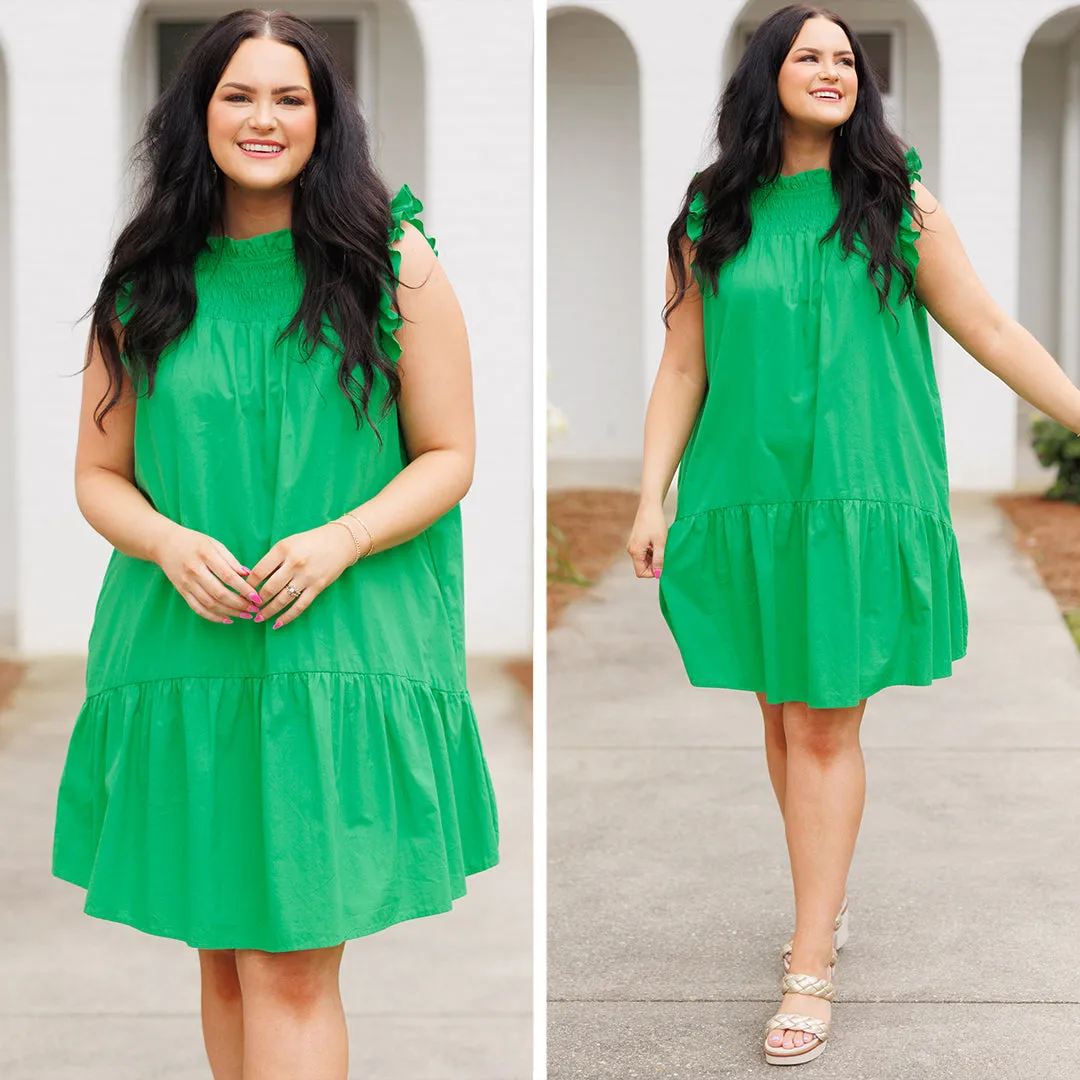 Georgia Wildflower Dress, Kelly Green