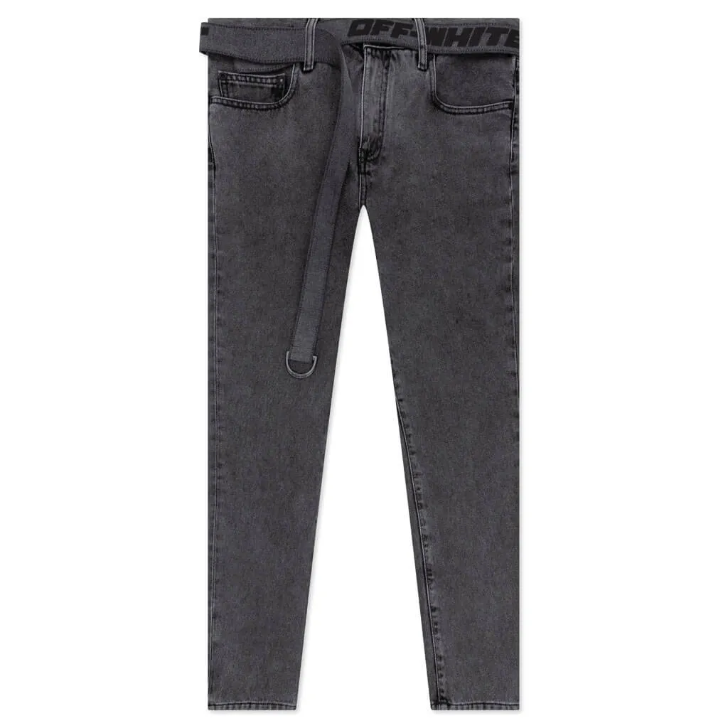 Industry Belt Skinny Jeans - Grey/Black