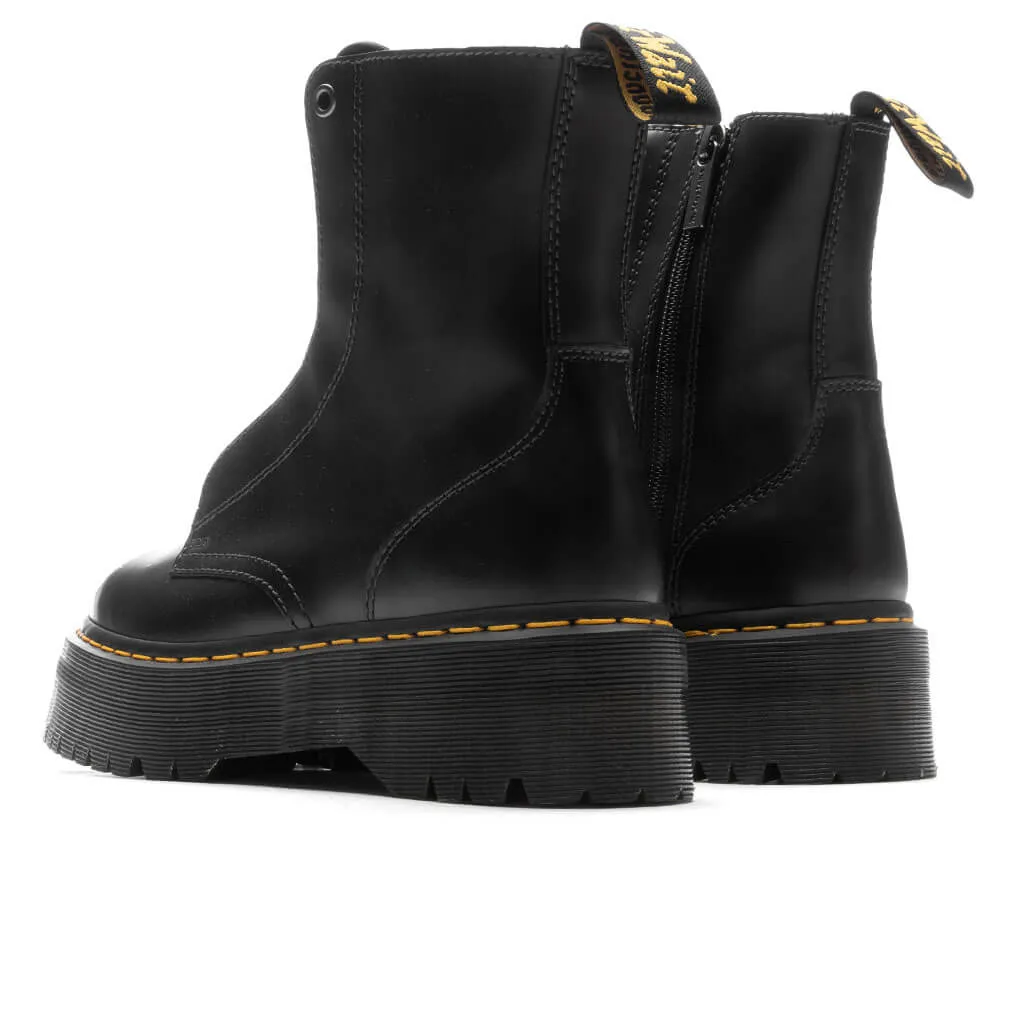 Jarrick Smooth Leather Platform Boots - Black