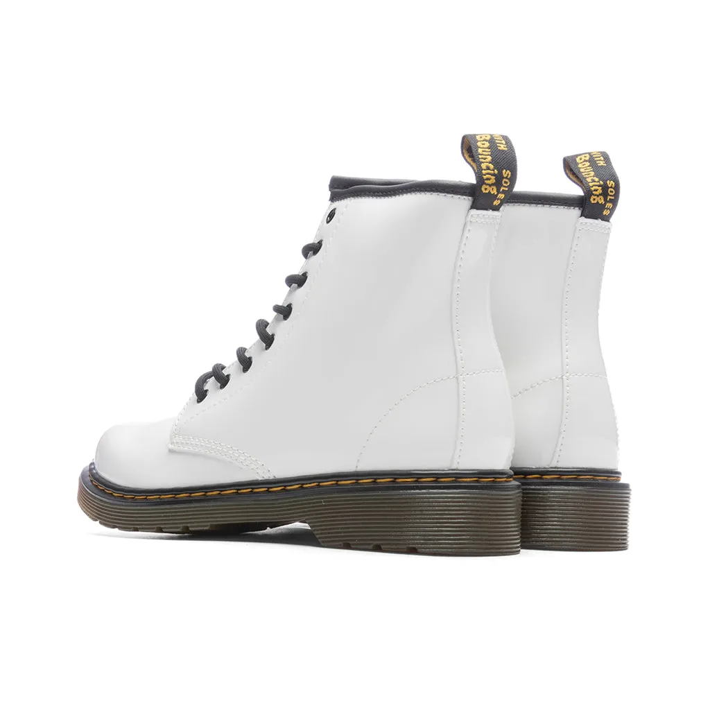 Junior 1460 Patent Leather Boots - White Patent Lamper