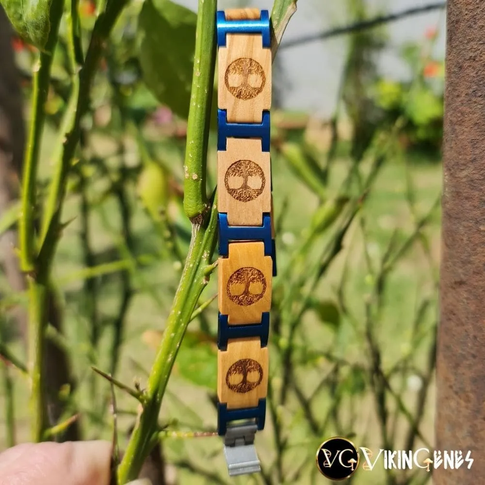 Light Brown Wood Tree Of Life Ygddrasil Bracelet