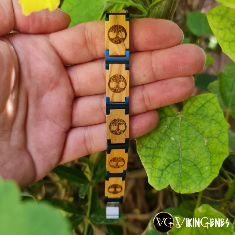 Light Brown Wood Tree Of Life Ygddrasil Bracelet