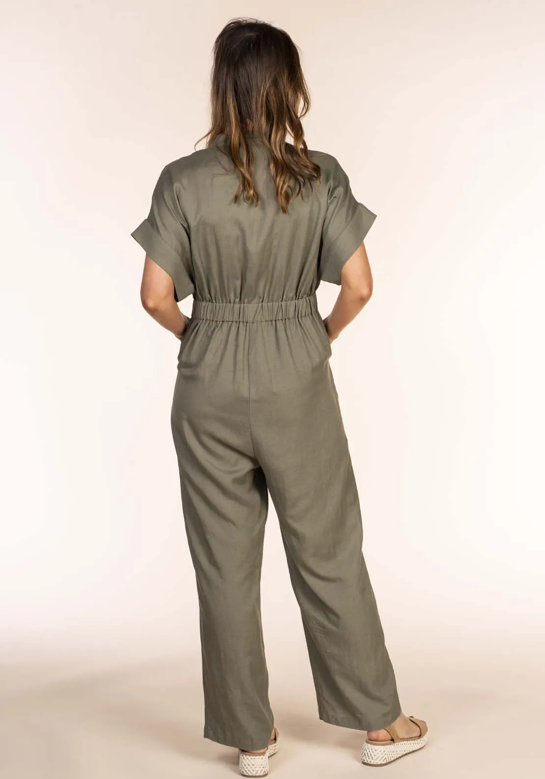 Linen Viscose Jumpsuit - Green