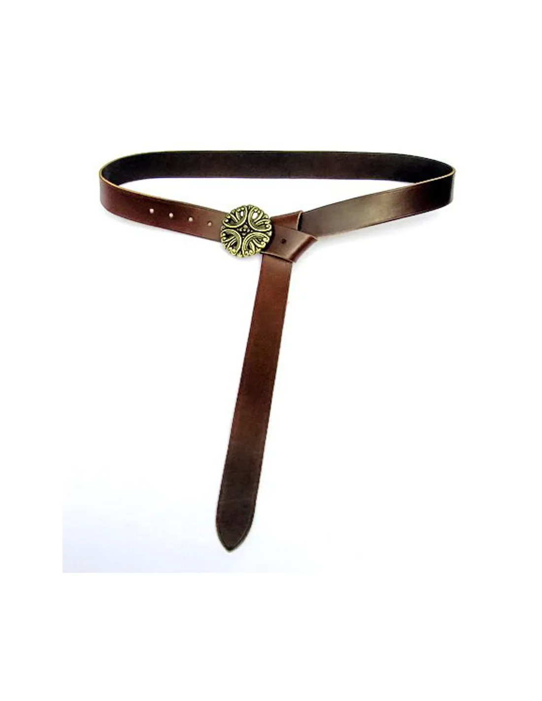 Longue ceinture médiévale en cuir avec boucle florale ⚔️ Boutique Épées