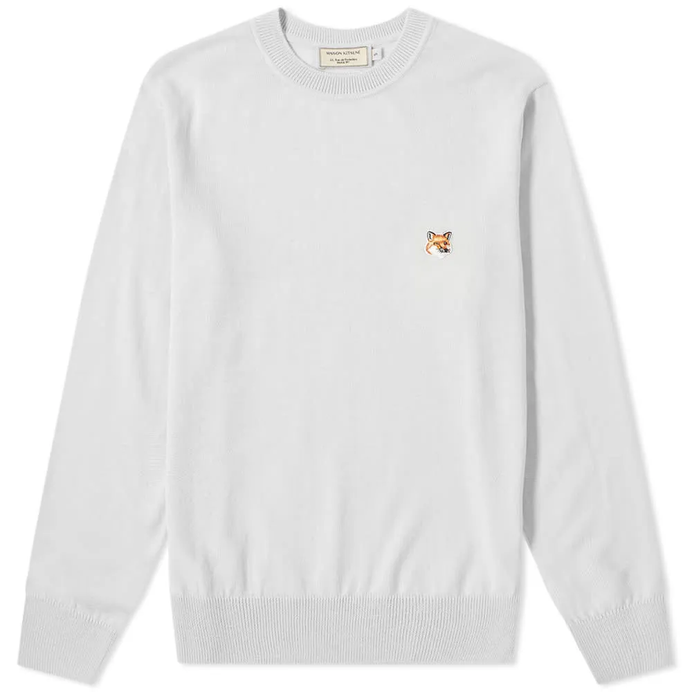 Maison Kitsuné Fox Head Patch Crew KnitLight Grey