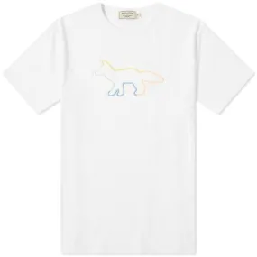 Maison Kitsuné Rainbow Profile Fox Embroidered TeeWhite