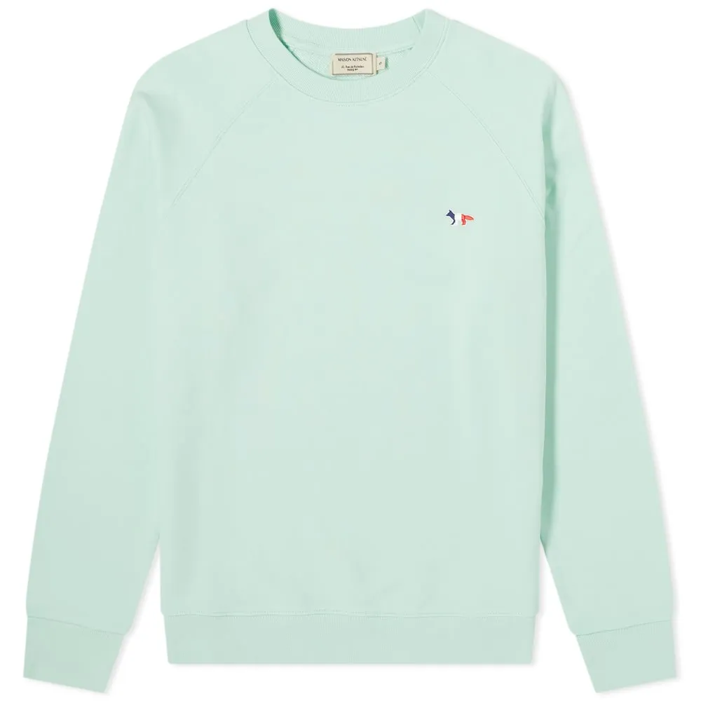 Maison Kitsuné Tricolor Fox Patch Clean Crew SweatMint