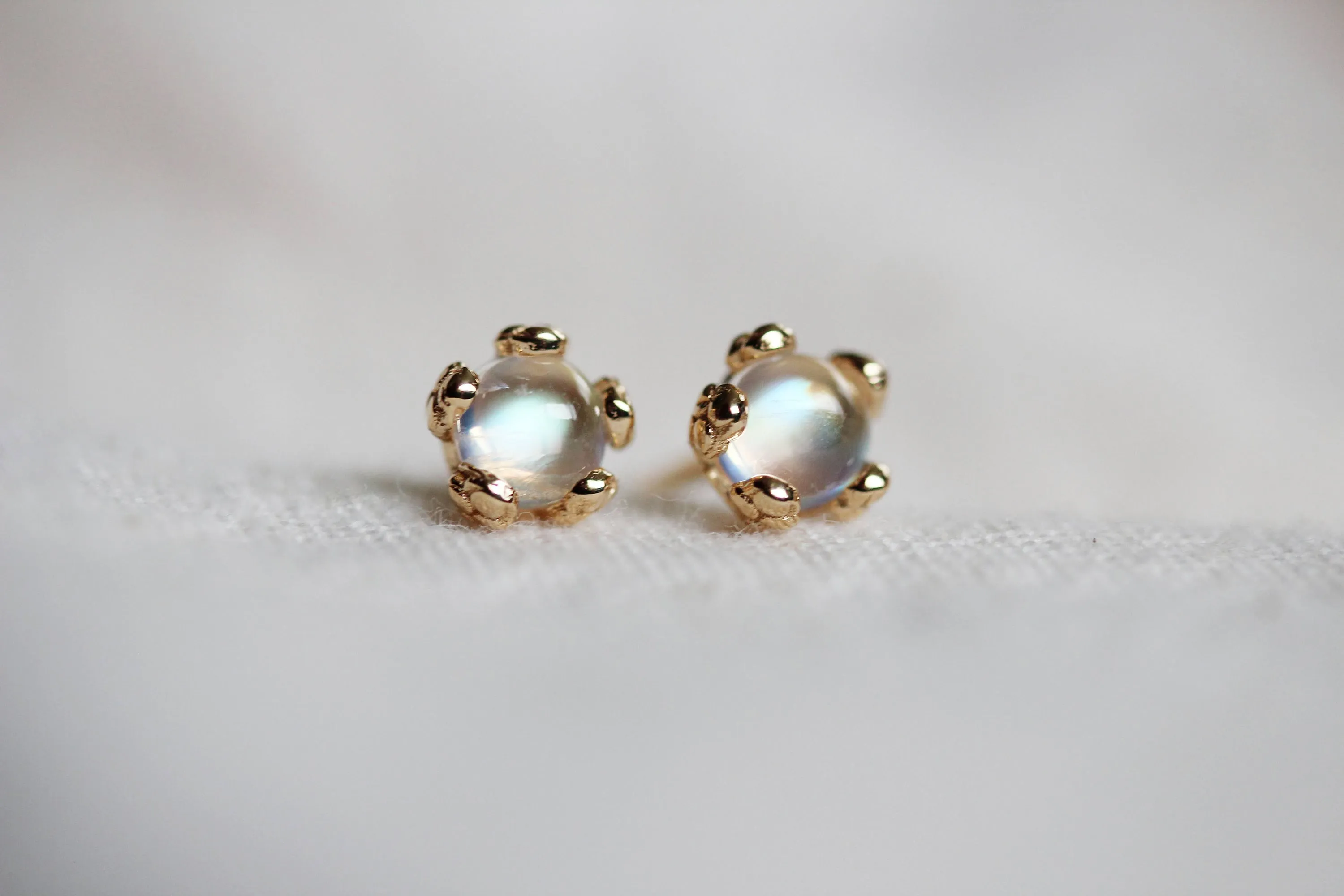 Moonstone Tiny Flower Studs