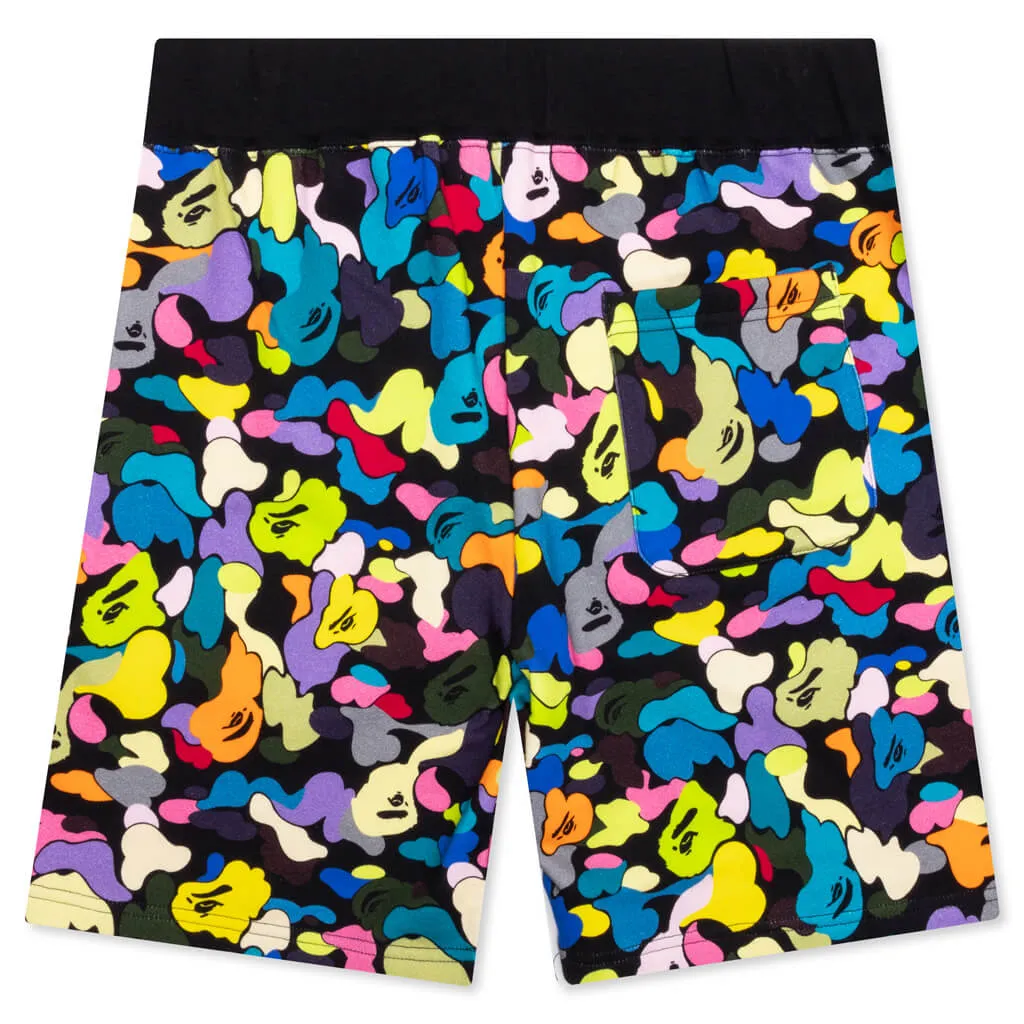 Multi Camo NYC Logo Sweat Shorts - Black